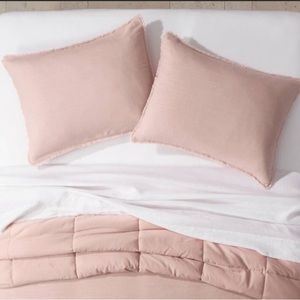 New Pair Casaluna Shams Linen Blend Heavyweight Standard Size in Blush Pink